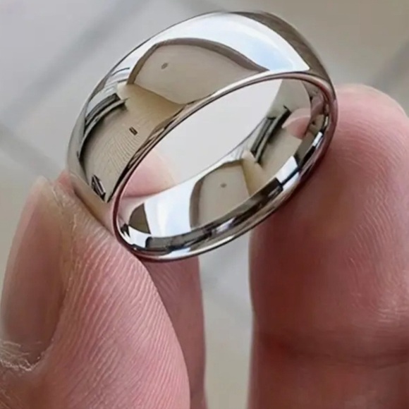 Titanium Silver Plated Unisex Wedding Band - Picture 1 of 3